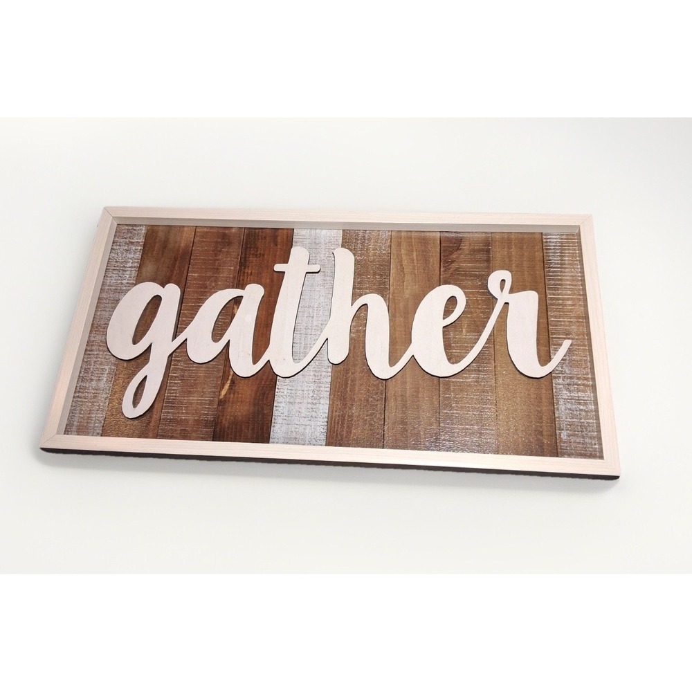 Sign of the Times Rustic‎ Wood Gather Wall Art Plaque Farmhouse Decor 24x13